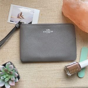 Coach Leather Wristlet Grey